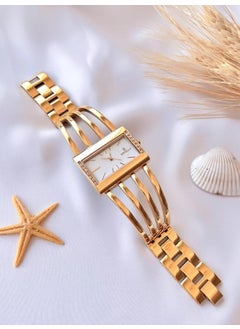 Revello RVL-1849-F Rib Series Gold Plated Tarnish Stainless Swarovski Stone 3ATM Waterproof+Bracelet  - Image 4
