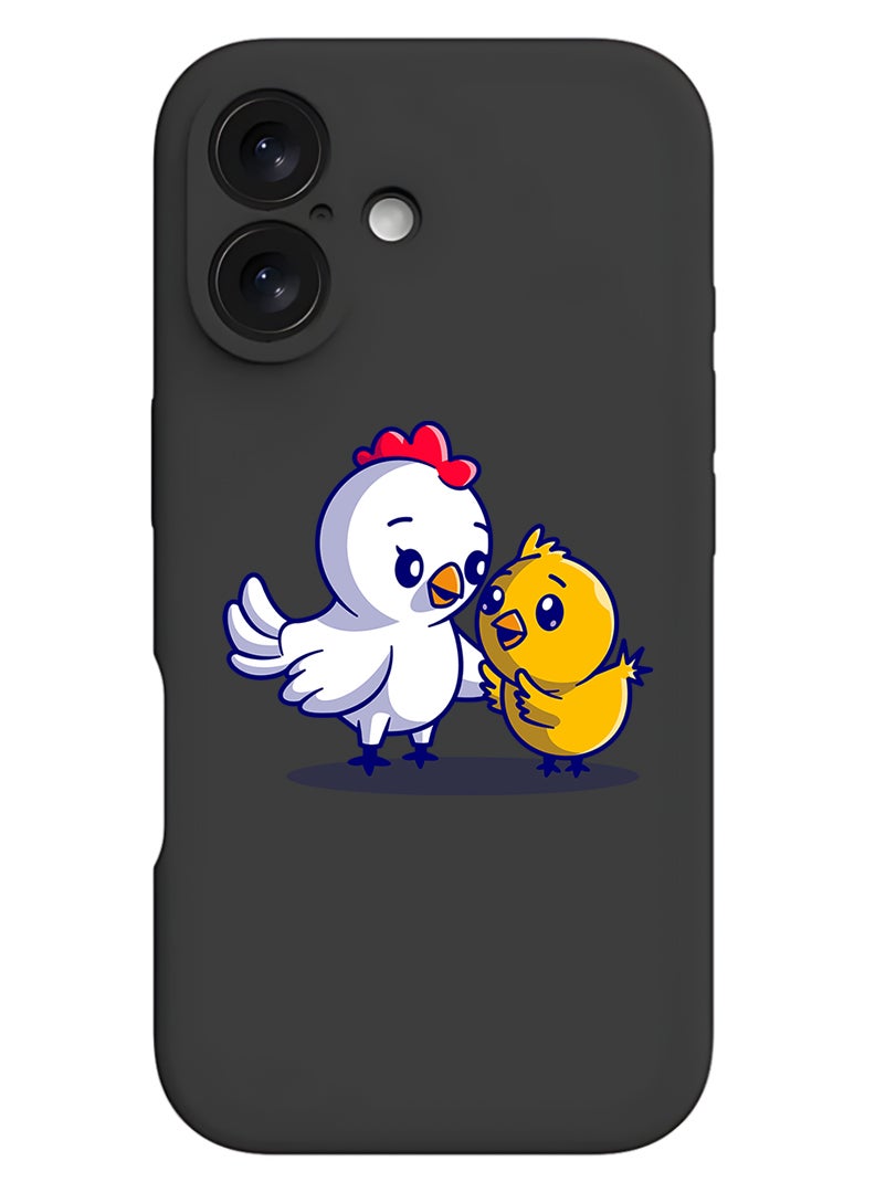 Theodor Protective Slim Fit Case Liquid Silicone Cover with Full Body Protection Anti-Scratch Shockproof Case For Apple iPhone 17 (Black) Chicken & Hen - Image 1