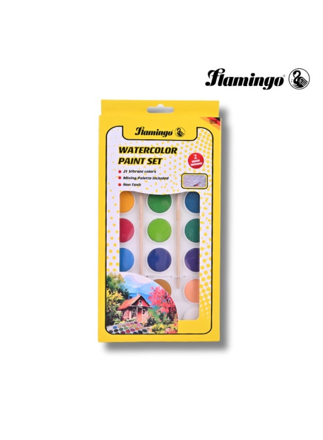 Flamingo Watercolor Paint Set – 12 Vibrant Colors – Smooth Application – With Mixing Palette - Image 1