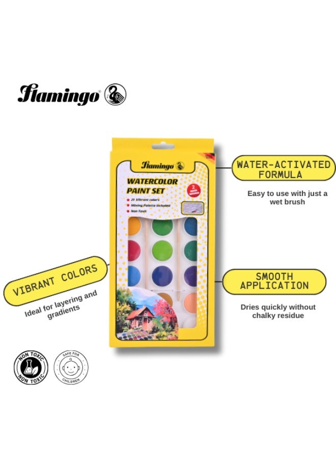 Flamingo Watercolor Paint Set – 12 Vibrant Colors – Smooth Application – With Mixing Palette - Image 2