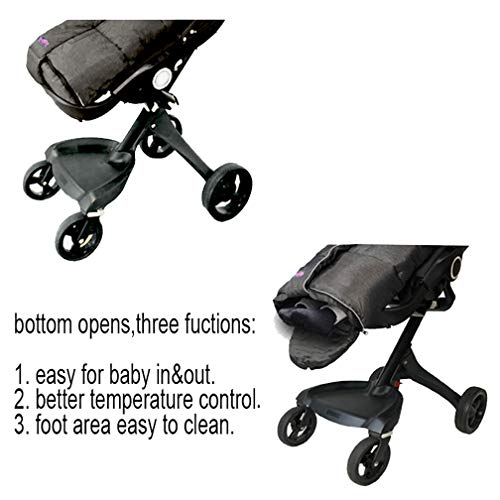 FUNLIFE German Designed Winter Tour Waterproof Stroller Footmuff,Width Adjustable Design Fits Baby Grows Stroller Bunting Bag Toddler 6-36M,Black - Image 5