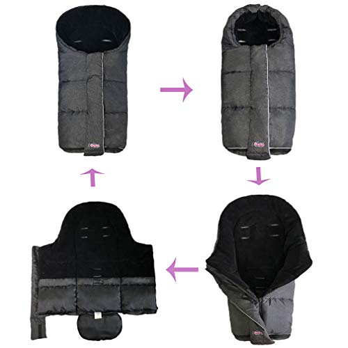 FUNLIFE German Designed Winter Tour Waterproof Stroller Footmuff,Width Adjustable Design Fits Baby Grows Stroller Bunting Bag Toddler 6-36M,Black - Image 4