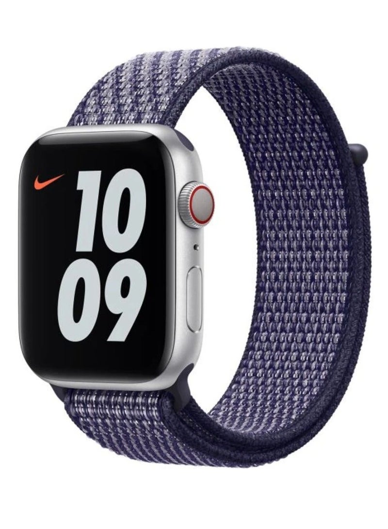 Watch Nylon Loop Band Compatible with Apple Watch 42mm 44mm 45mm 46mm 49mm, Soft Woven Sport Strap, Adjustable Replacement Wristband for Apple Watch Series Ultra / SE / Series 1/2/3/4/5/6/7/8/9/10/11- Purple - Image 1