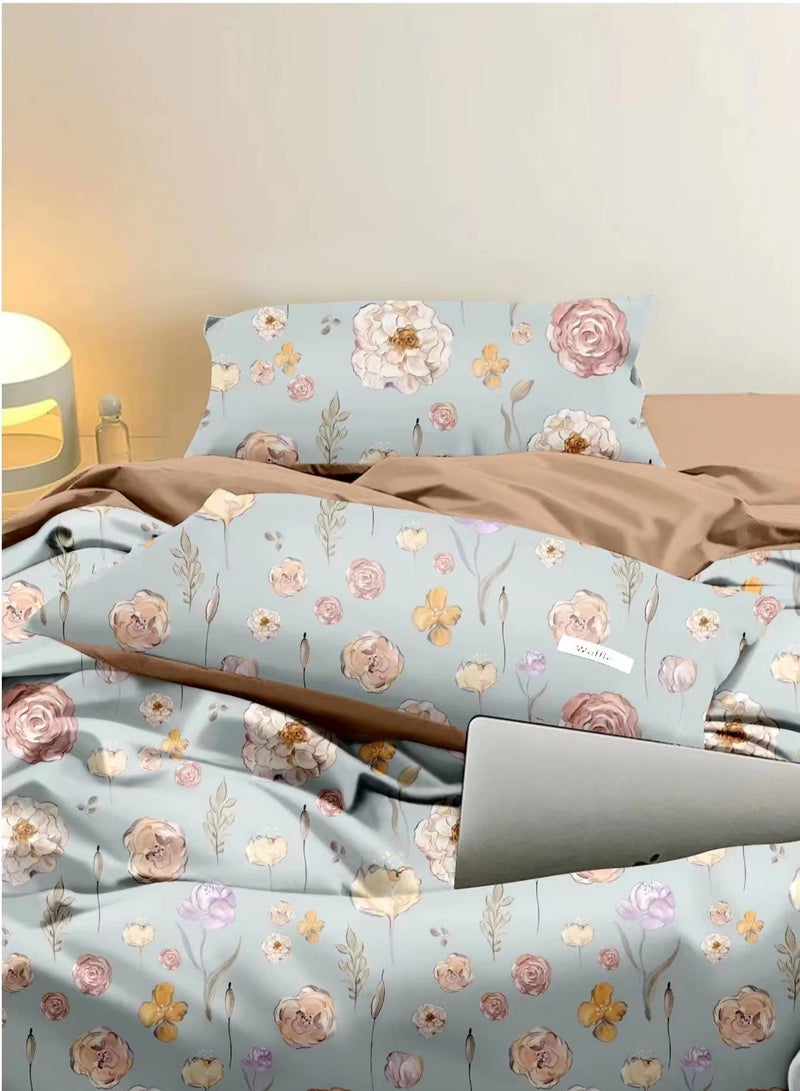 المكرر القطن زهر البرتقال براون 200 * 230cm أربعة قطعة السرير  - Image 1