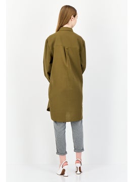 ESPRIT Women Sppread Collar Long Sleeves Tunic Shirt, Olive  - Image 4