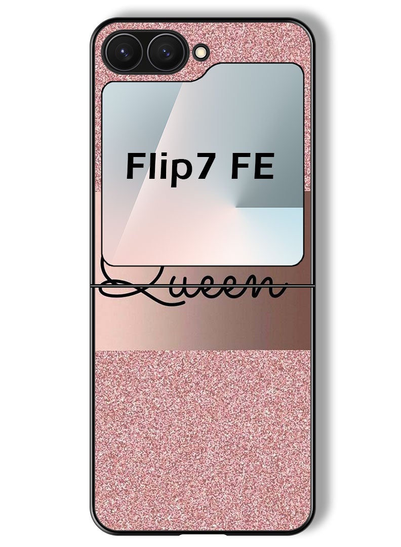 Theodor Case Compatible with Samsung Galaxy Z Flip 7 FE 6.7 Inch Protection Shockproof Bumper Cover Queen Glitters - Image 1