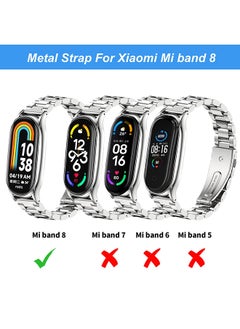 O Ozone Metal Watch Strap Compatible with Xiaomi Mi Band 8 , Stainless Steel Adjustable Smartwatch Replacement Bracelet Men Women -Silver  - Image 2