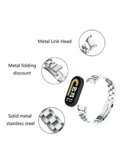 O Ozone Metal Watch Strap Compatible with Xiaomi Mi Band 8 , Stainless Steel Adjustable Smartwatch Replacement Bracelet Men Women -Silver  - Image 5