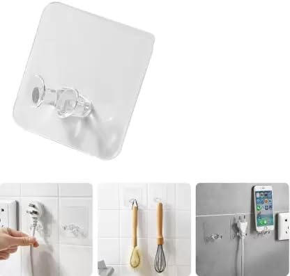 Hoppokart Hoppokart Self Adhesive Wall Hooks for Power Plug Socket Holder Toothbrush Wall Mounted MultiFunction Wall Storage Hook Pack of 8 Pcs  - Image 2