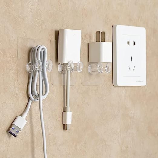 Hoppokart Hoppokart Self Adhesive Wall Hooks for Power Plug Socket Holder Toothbrush Wall Mounted MultiFunction Wall Storage Hook Pack of 8 Pcs  - Image 3