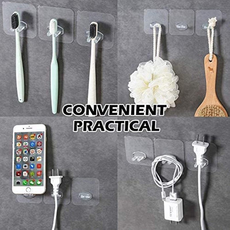 Hoppokart Hoppokart Self Adhesive Wall Hooks for Power Plug Socket Holder Toothbrush Wall Mounted MultiFunction Wall Storage Hook Pack of 8 Pcs  - Image 4