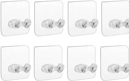 Hoppokart Hoppokart Self Adhesive Wall Hooks for Power Plug Socket Holder Toothbrush Wall Mounted MultiFunction Wall Storage Hook Pack of 8 Pcs  - Image 1