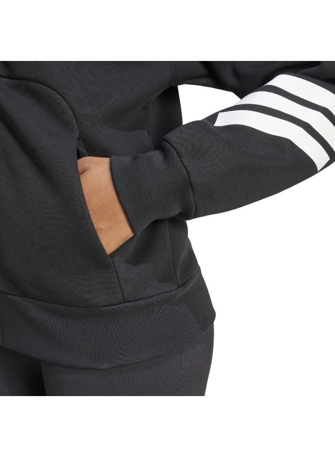 Adidas W Fi 3S Fz Hd Black Hooded Track Top Track Tops For Women - Image 5