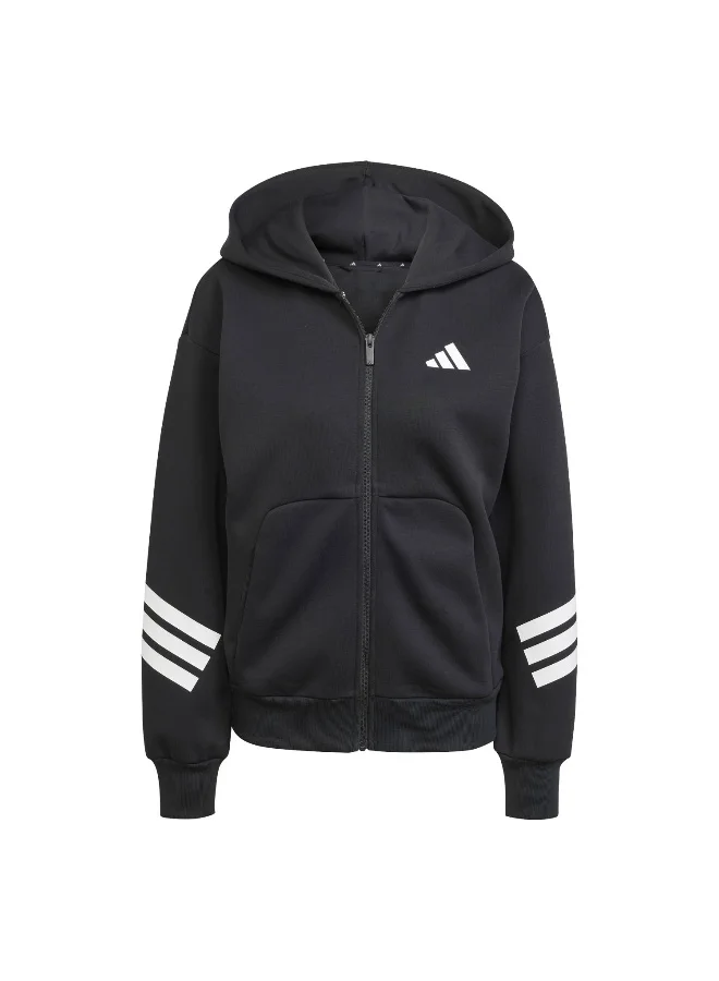 adidas Adidas W Fi 3S Fz Hd Black Hooded Track Top Track Tops For Women