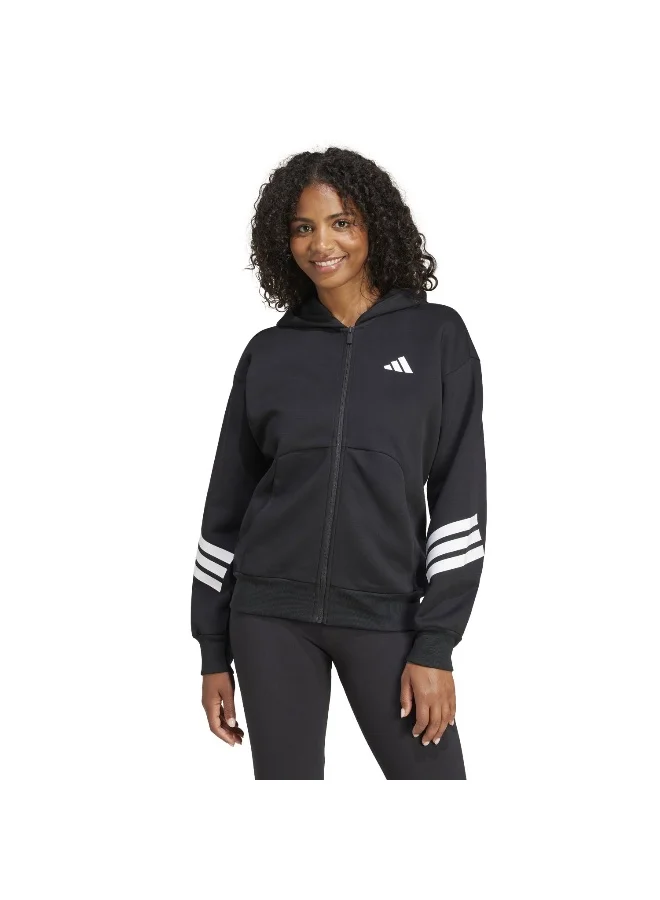 adidas Adidas W Fi 3S Fz Hd Black Hooded Track Top Track Tops For Women