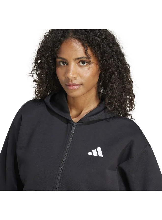 Adidas Black Future Icons 3-Stripes Full-Zip Hoodie for Women | Best Price UAE