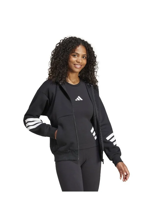 Adidas Black Future Icons 3-Stripes Full-Zip Hoodie for Women | Best Price UAE