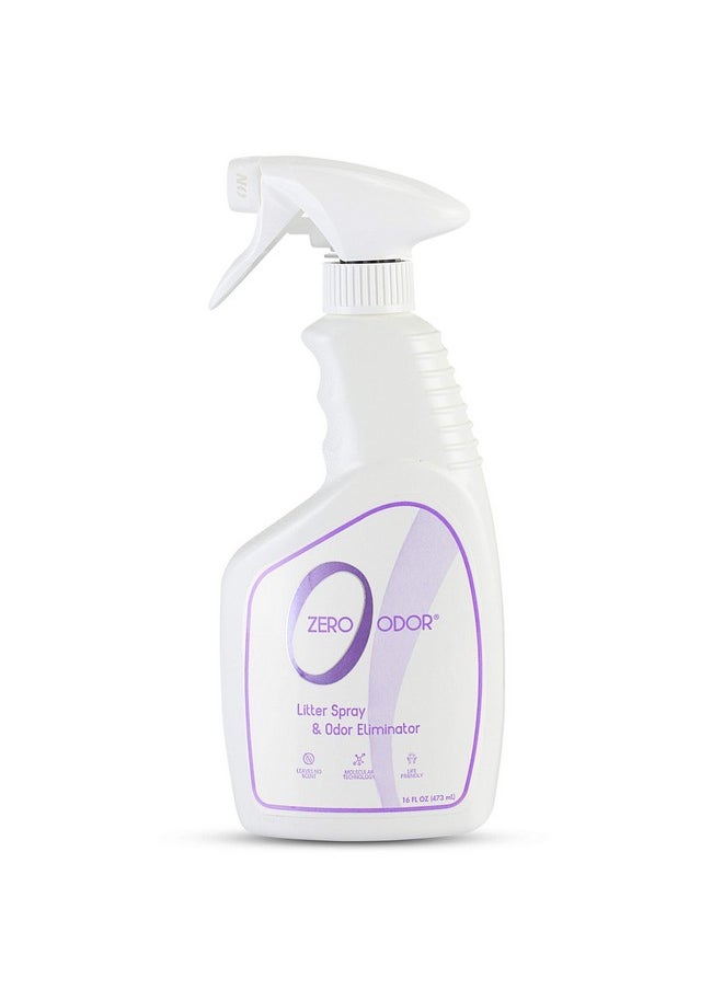 Zero Odor Litter Odor Eliminator  Permanently Eliminate Litter Odors With Best Patented Molecular Technology  Pet Safe & Works On All Types Of Litter, 16Oz (Over 400 Sprays)  - Image 1