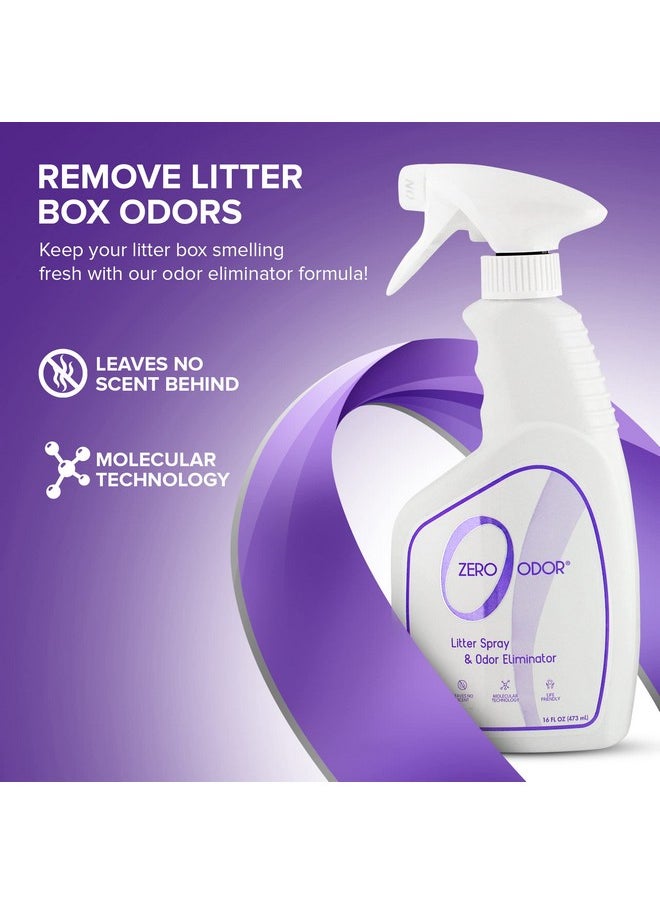 Zero Odor Litter Odor Eliminator  Permanently Eliminate Litter Odors With Best Patented Molecular Technology  Pet Safe & Works On All Types Of Litter, 16Oz (Over 400 Sprays)  - Image 2