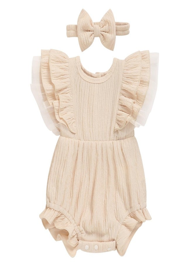 TITKKOP Ruffle Bubble Romper for Baby Girl | One-Piece Shorts Jumpsuit | Summer Outfit & Dress for Infants(apricot,3-6M) - Image 1