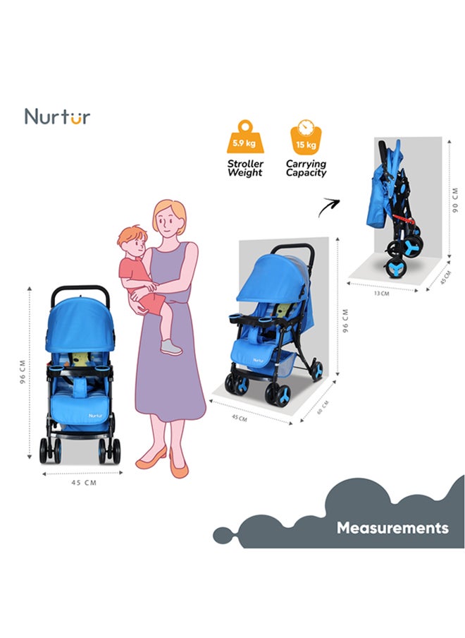 Nurtur رايدر خفيفة الوزن عربة طفل سلة التخزين صينية طعام قابلة للفصل 5 نقاط تسخير قابل للتعديل المظلة مستلق مقعد ومسند الساق  - Image 5