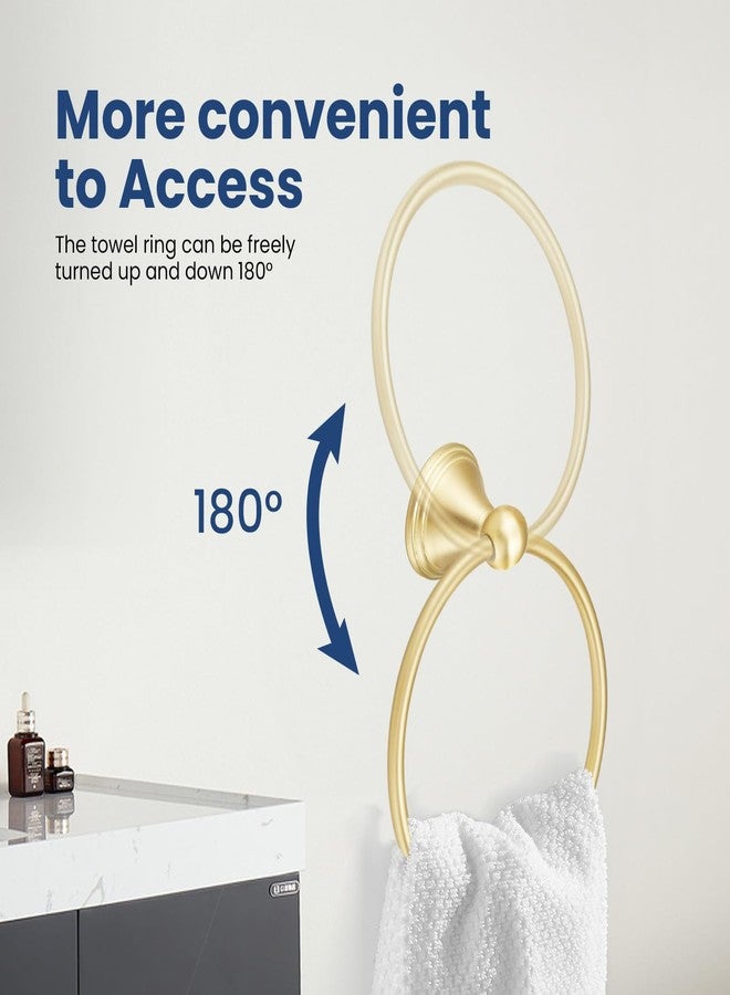 sagetta Brushed Gold Bathroom Hand Towel Holder Towel Ring 5.55-Inch Bath Towel Ring Diameter Wall Mount - Image 5