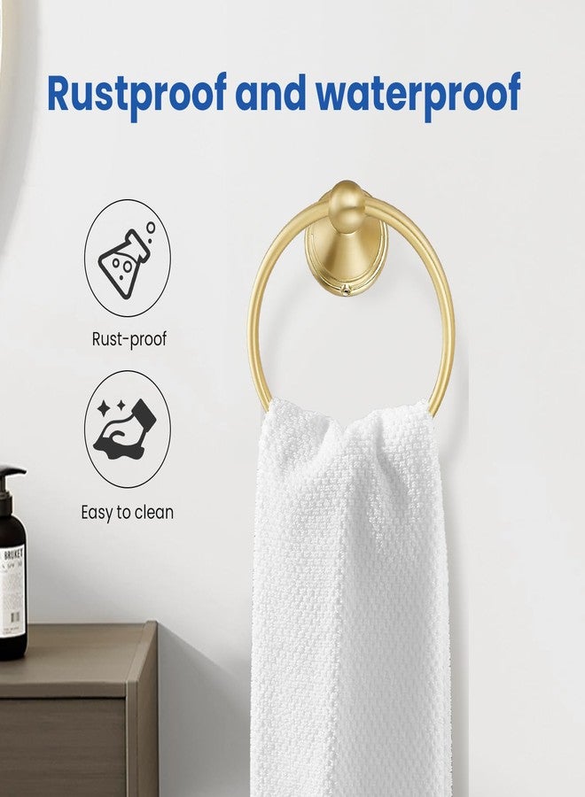 sagetta Brushed Gold Bathroom Hand Towel Holder Towel Ring 5.55-Inch Bath Towel Ring Diameter Wall Mount - Image 4