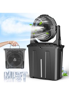 Generic 9L Bucket Portable Misting Fan for Outdoors Patios - 10IN, 20000mAh Rechargeable Battery Operated Camping Fan, 3 Strong Winds, 3 Large Spray Outlets, for Fishing/Travel/Garden/Golf/Tent/Office  - Image 1