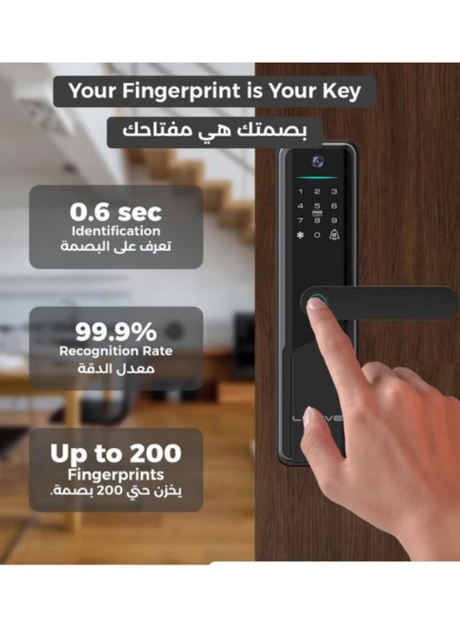 لوميف قفل باب ذكي من لوميفى، يدعم اللغة العربية، إصدار Mortise 4585، تحكم عبر تطبيق واي فاي، مناسب للاستخدام الخارجي، دخول ببصمة الإصبع، كلمات مرور، مزلاج، مفاتيح، 5 بطاقات RFID (Guardian G12 به كاميرا) - Image 5