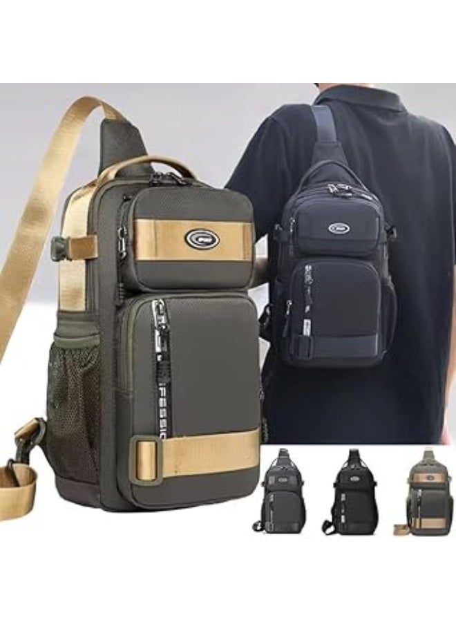 Men's multi-pocket shoulder bag for everyday use, work, and travel; single-strap chest bag with side and back pockets - Image 2