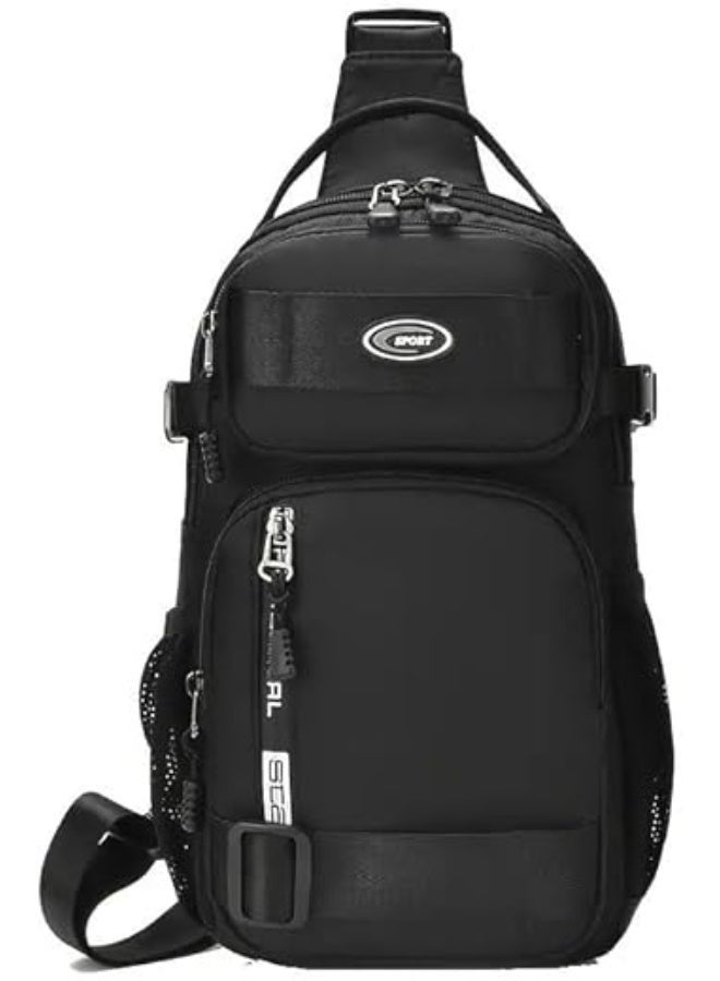Men's multi-pocket shoulder bag for everyday use, work, and travel; single-strap chest bag with side and back pockets - Image 1