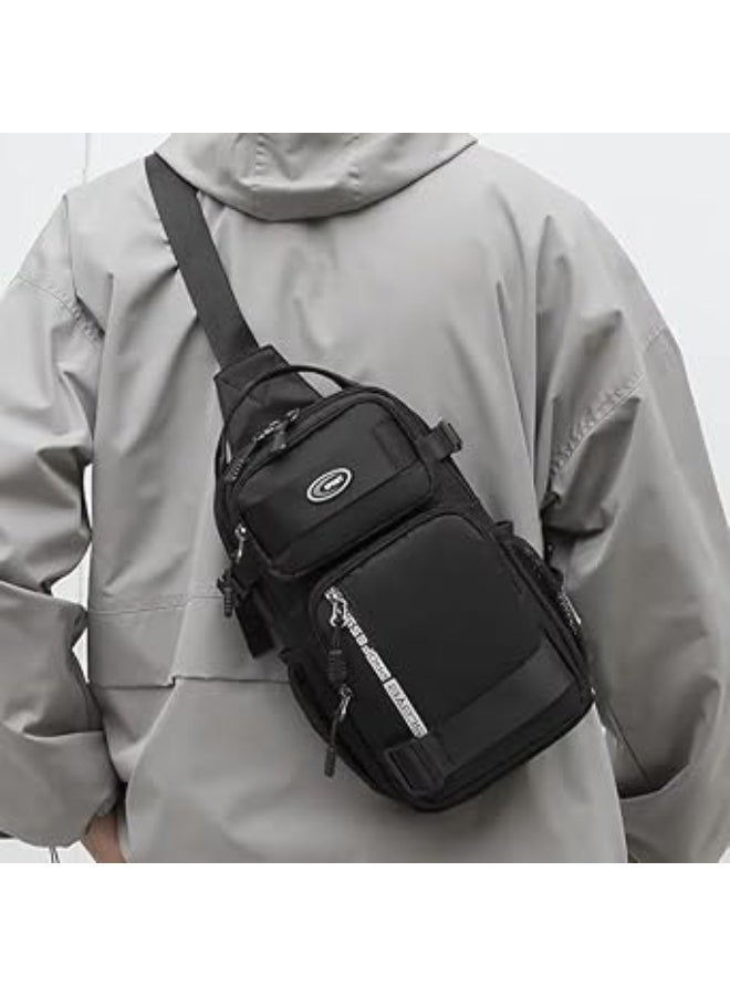 Men's multi-pocket shoulder bag for everyday use, work, and travel; single-strap chest bag with side and back pockets - Image 4