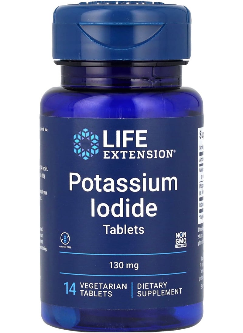Life Extension - Potassium Iodide, 130 mg, 14 Vegetarian Tablets - Image 1