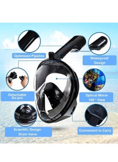 Halamine Snorkeling Mask,Diving Mask Full Face Scuba, Snorkeling Set ，with Camera Mount For GoPro, Anti Fog, Snorkel,for Gopro Xiaomi Yi, SJCA, L/XL, Black  - Image 4