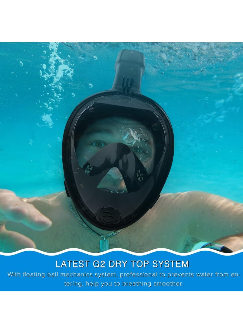 Halamine Snorkeling Mask,Diving Mask Full Face Scuba, Snorkeling Set ，with Camera Mount For GoPro, Anti Fog, Snorkel,for Gopro Xiaomi Yi, SJCA, L/XL, Black  - Image 5