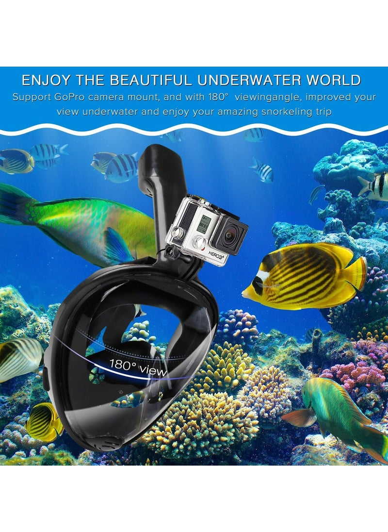 Halamine Snorkeling Mask,Diving Mask Full Face Scuba, Snorkeling Set ，with Camera Mount For GoPro, Anti Fog, Snorkel,for Gopro Xiaomi Yi, SJCA, L/XL, Black  - Image 3