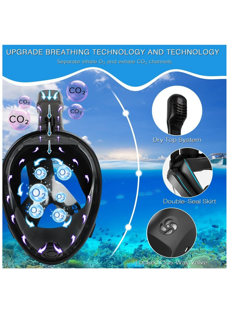Halamine Snorkeling Mask,Diving Mask Full Face Scuba, Snorkeling Set ，with Camera Mount For GoPro, Anti Fog, Snorkel,for Gopro Xiaomi Yi, SJCA, L/XL, Black  - Image 2
