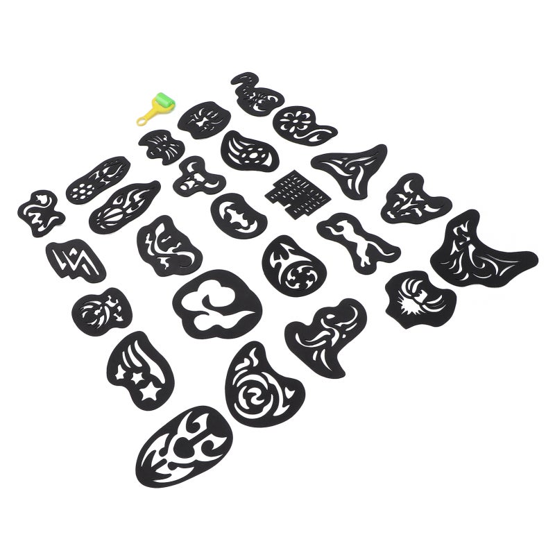 Hair Tattoo Stencils: 1 Set Reusable Flexible Plastic - Skin-Safe Easy To Clean Hair Tattoo Template Tool for Professional Barbers Diy Hairdressing Enthusiasts - Image 5