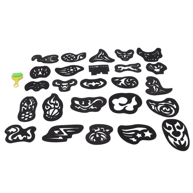 Hair Tattoo Stencils: 1 Set Reusable Flexible Plastic - Skin-Safe Easy To Clean Hair Tattoo Template Tool for Professional Barbers Diy Hairdressing Enthusiasts - Image 1