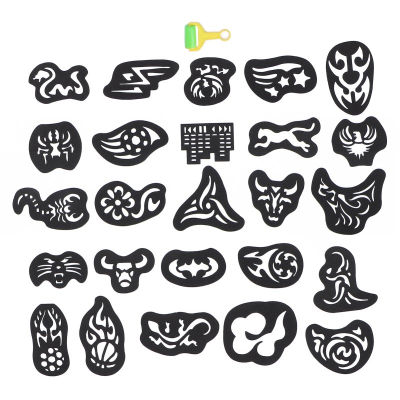 Hair Tattoo Stencils: 1 Set Reusable Flexible Plastic - Skin-Safe Easy To Clean Hair Tattoo Template Tool for Professional Barbers Diy Hairdressing Enthusiasts - Image 4