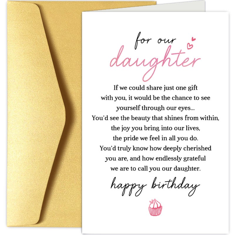Chenive Daughter Birthday Card from Mom and Dad, Heartfelt Birthday Card for Adult Daughter, Sentimental Poem Daughter Birthday Card from Parents, Happy Birthday Card for Our Daughter - Image 1