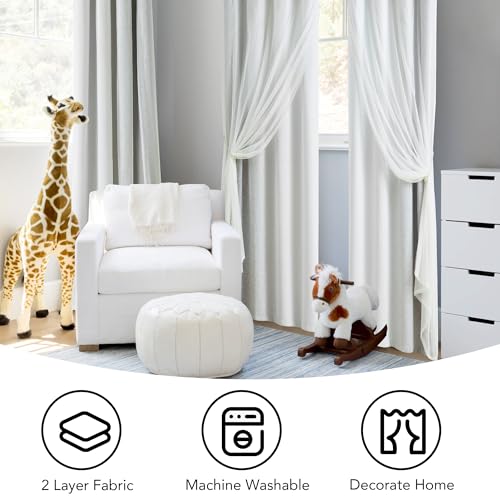 Geomoroccan 100% Blackout Curtains with Sheer Overlay Mix and Match Double Layer Drapes 84 Inch Long 2 Panels for Bedroom Living Room Grey White Ombre Grommet Window Treatment with Tiebacks - Image 5