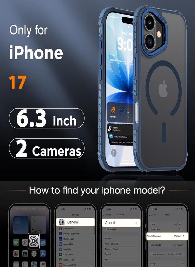 DEERLAMN جراب DEERLAMN المغناطيسي القوي لهاتف iPhone 17 مقاس 6.3 بوصة، [متوافق مع Magsafe] [حماية من السقوط بمعايير عسكرية] غطاء هاتف واقٍ شفاف غير لامع مقاوم للصدمات - أزرق غابي - Image 2
