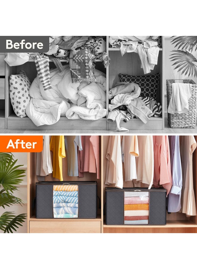 Lifewit Lifewit 90L Large Storage Bags, 6 Pack Closet Organizers and Storage, Clothes Foldable Storage Bins with Reinforced Handles, Storage Containers for Clothing, Blanket, Comforters,Bedding, Gray  - Image 3
