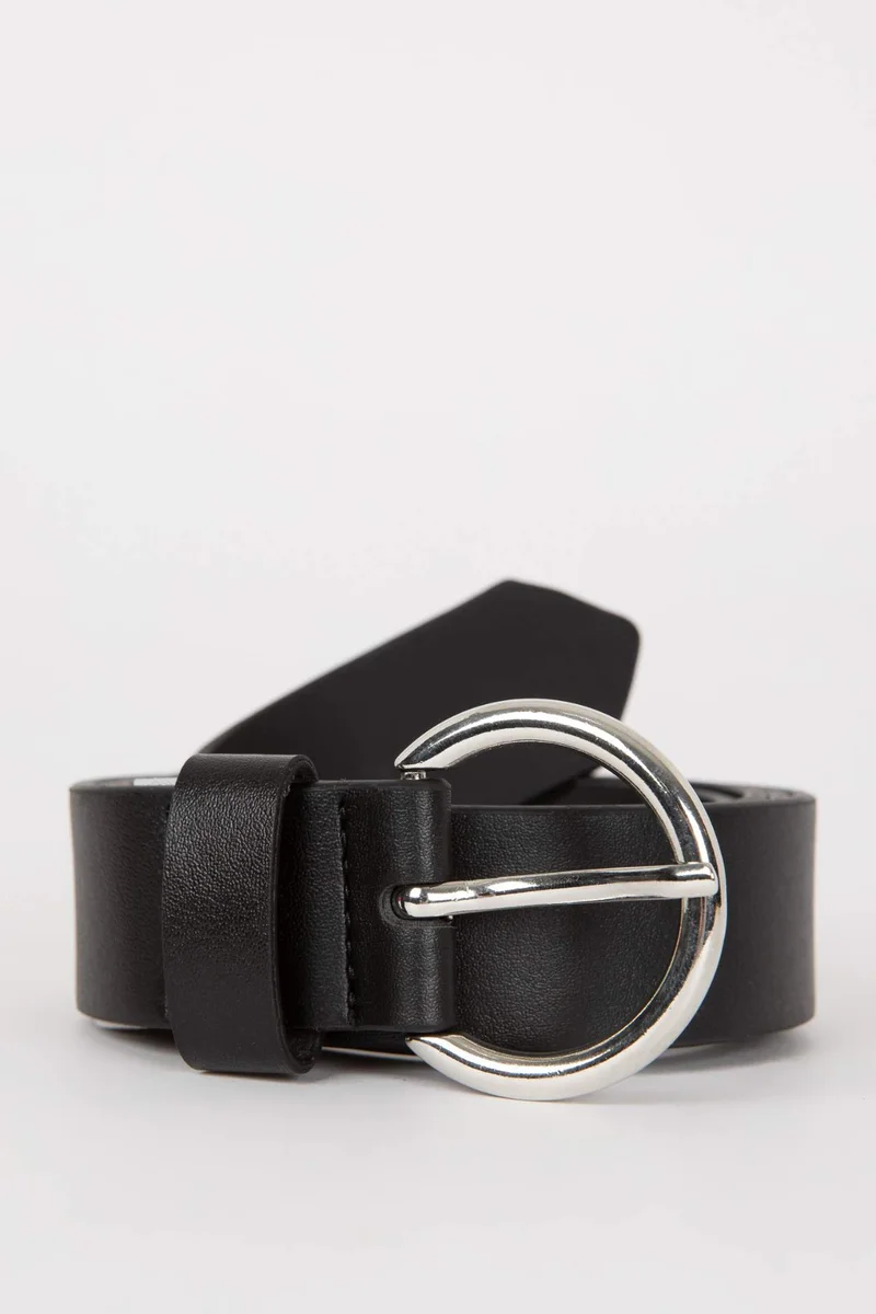 ديفاكتو Woman Oval Buckle Faux Leather Denim Belt