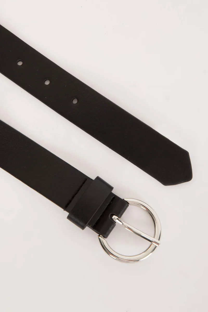 ديفاكتو Woman Oval Buckle Faux Leather Denim Belt