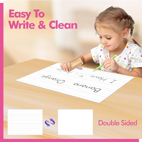 Gethelud 8 Sheets Dry Erase Lined Whiteboard, Double Sided Ruled Writing Board & Handwriting Practice Tool for Classroom, School, Office Supplies Whiteboard (9” x 12”) - Image 4
