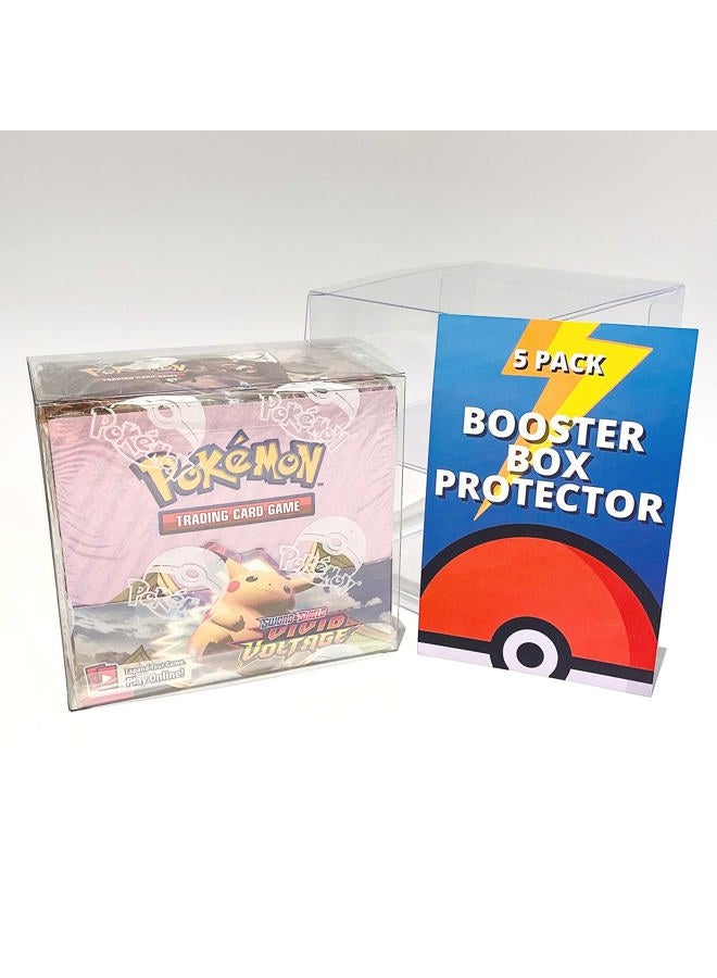 Fidelis Pokemon Booster Box Protective Case (5 Pack) - Clear Plastic Display Box for Booster Box, Convenient, Stackable Storage Solution for Collectors Gifts Pokemon Cards Protector - Image 1