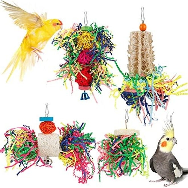 lovyoCoCo Bird Shredding Foraging Toys Parakeet Toy Chewing Hanging Toy Shredded Paper Bird Cage Accessories Bird Rope Perch for Conure Cockatiel Budgies Lovebird Parrotlet - Image 3