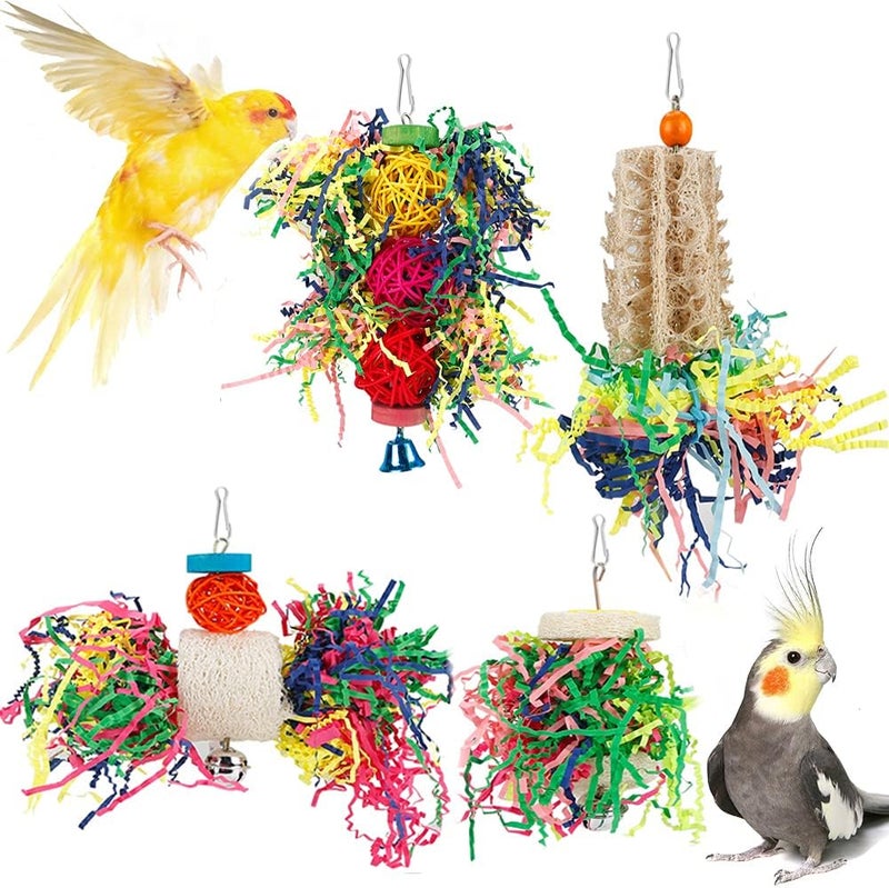 lovyoCoCo Bird Shredding Foraging Toys Parakeet Toy Chewing Hanging Toy Shredded Paper Bird Cage Accessories Bird Rope Perch for Conure Cockatiel Budgies Lovebird Parrotlet - Image 1